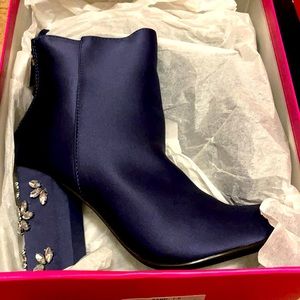 Navy Satin Booties